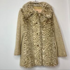 Vintage Country Pacer Tan Faux Fur Sweater Coat